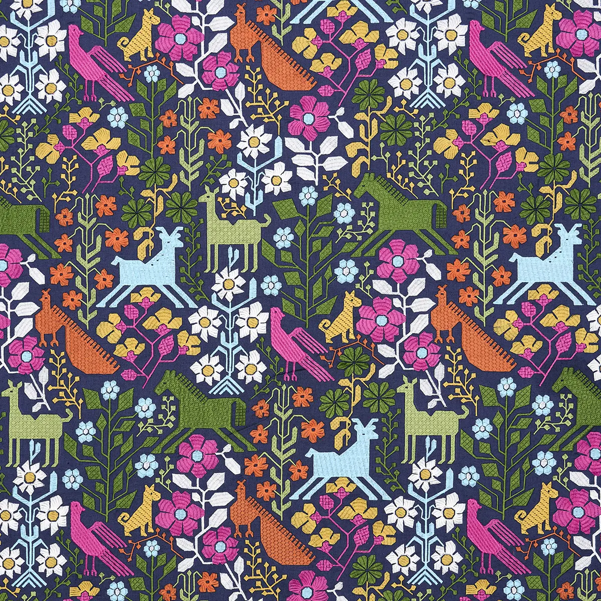 LUPITA EMBROIDERY_ MULTI ON NAVY