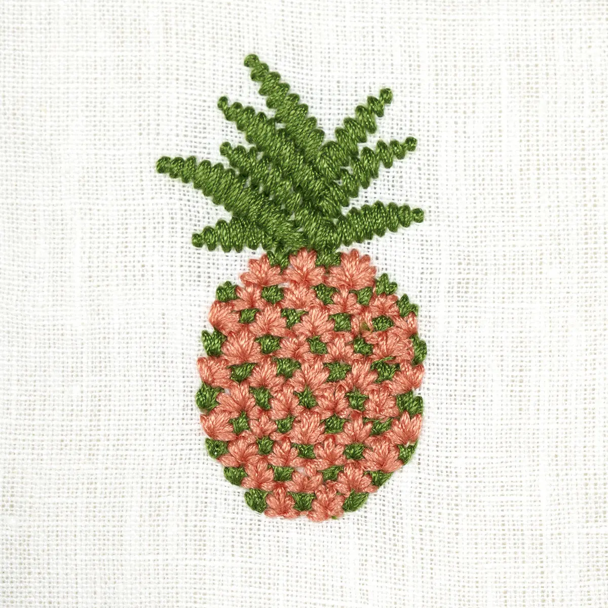 PINEAPPLE EMBROIDERY_ APRICOT ON IVORY