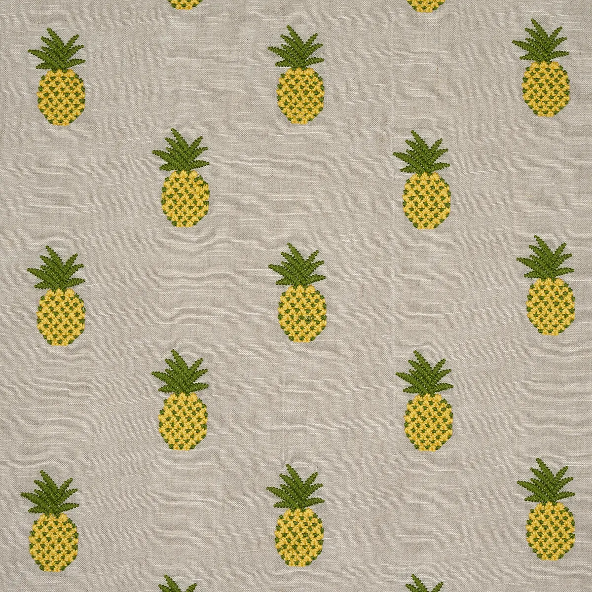 PINEAPPLE EMBROIDERY_ GREEN ON NATURAL
