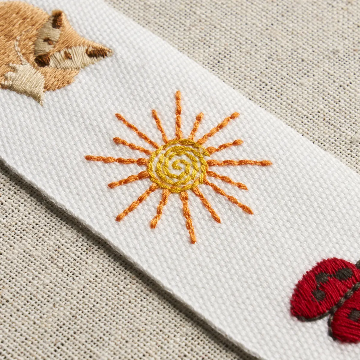 Tiny Things Embroidered Tape_ MULTI ON IVORY