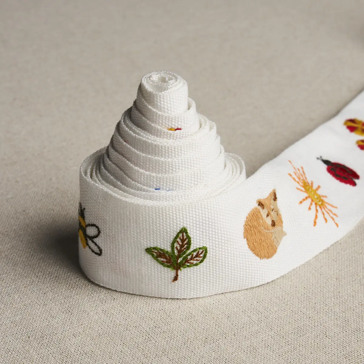 Tiny Things Embroidered Tape_ MULTI ON IVORY