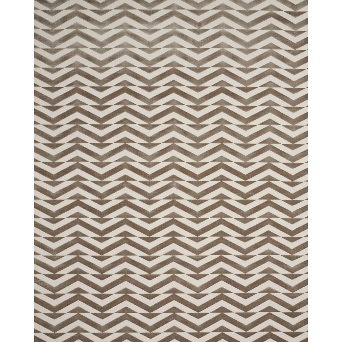 BROKEN CHEVRON CUT VELVET_ TAUPE ON IVORY