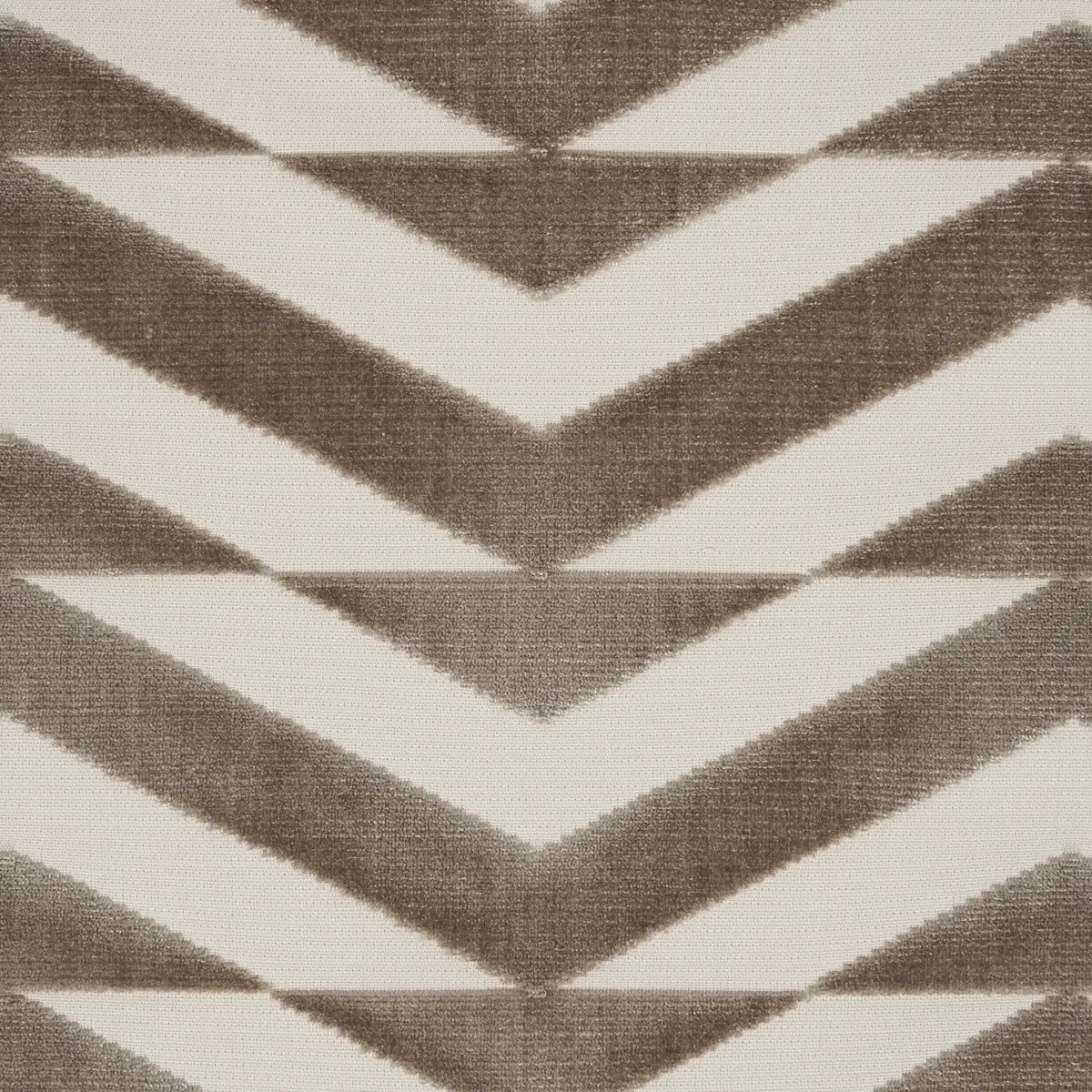 BROKEN CHEVRON CUT VELVET_ TAUPE ON IVORY