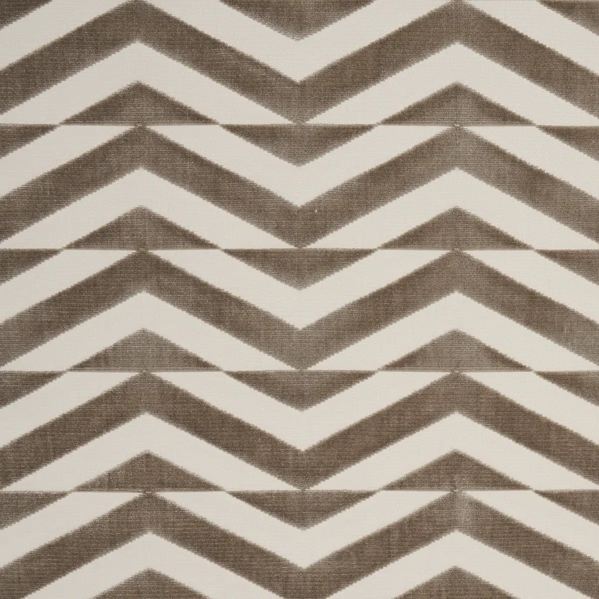 BROKEN CHEVRON CUT VELVET_ TAUPE ON IVORY