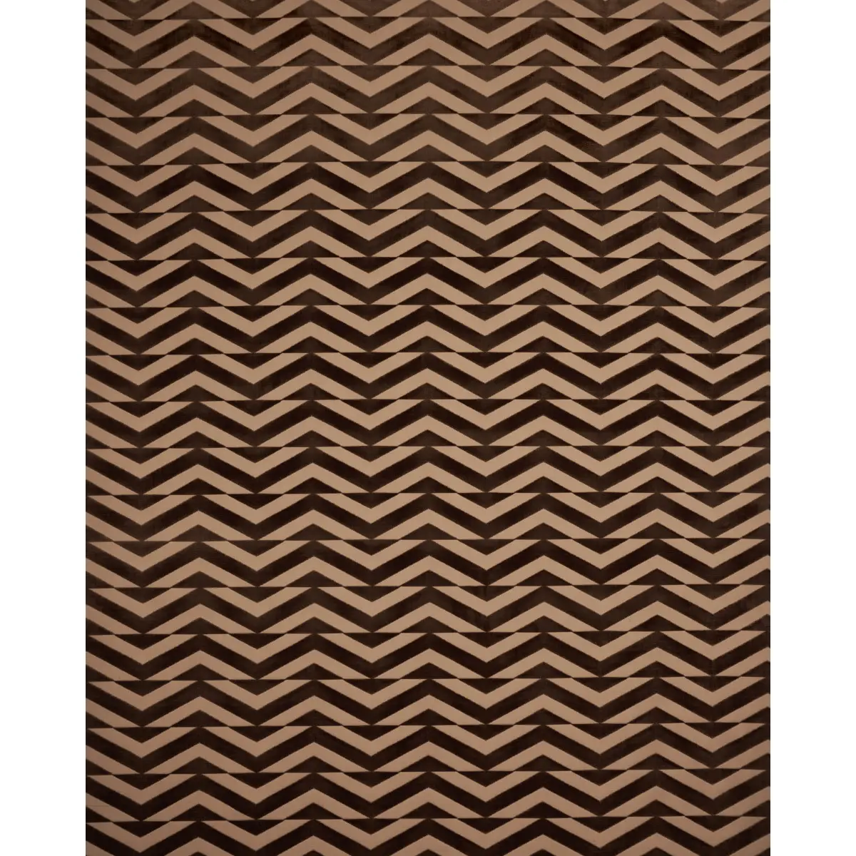 BROKEN CHEVRON CUT VELVET_ BROWN ON CAMEL