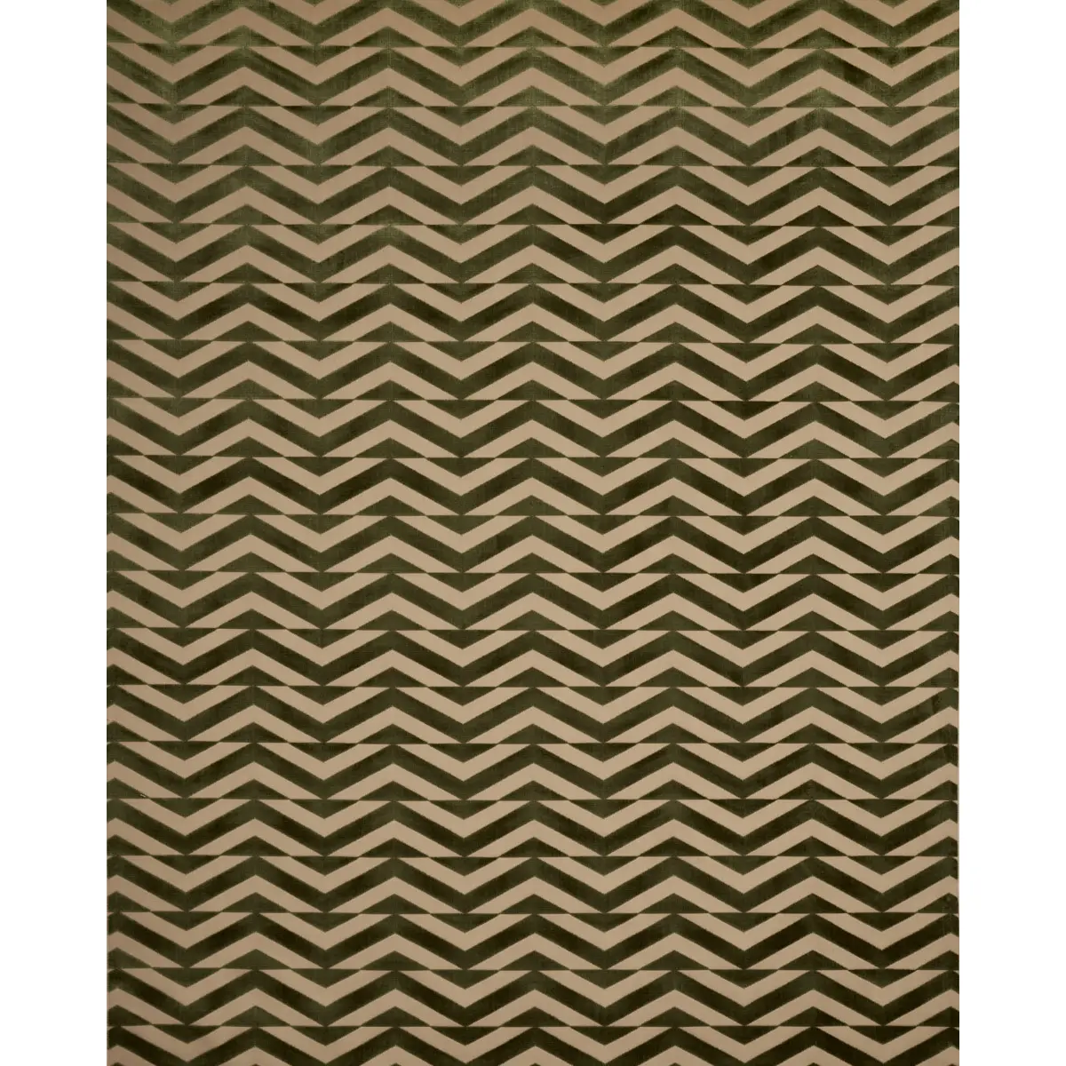 BROKEN CHEVRON CUT VELVET_ OLIVE ON KHAKI