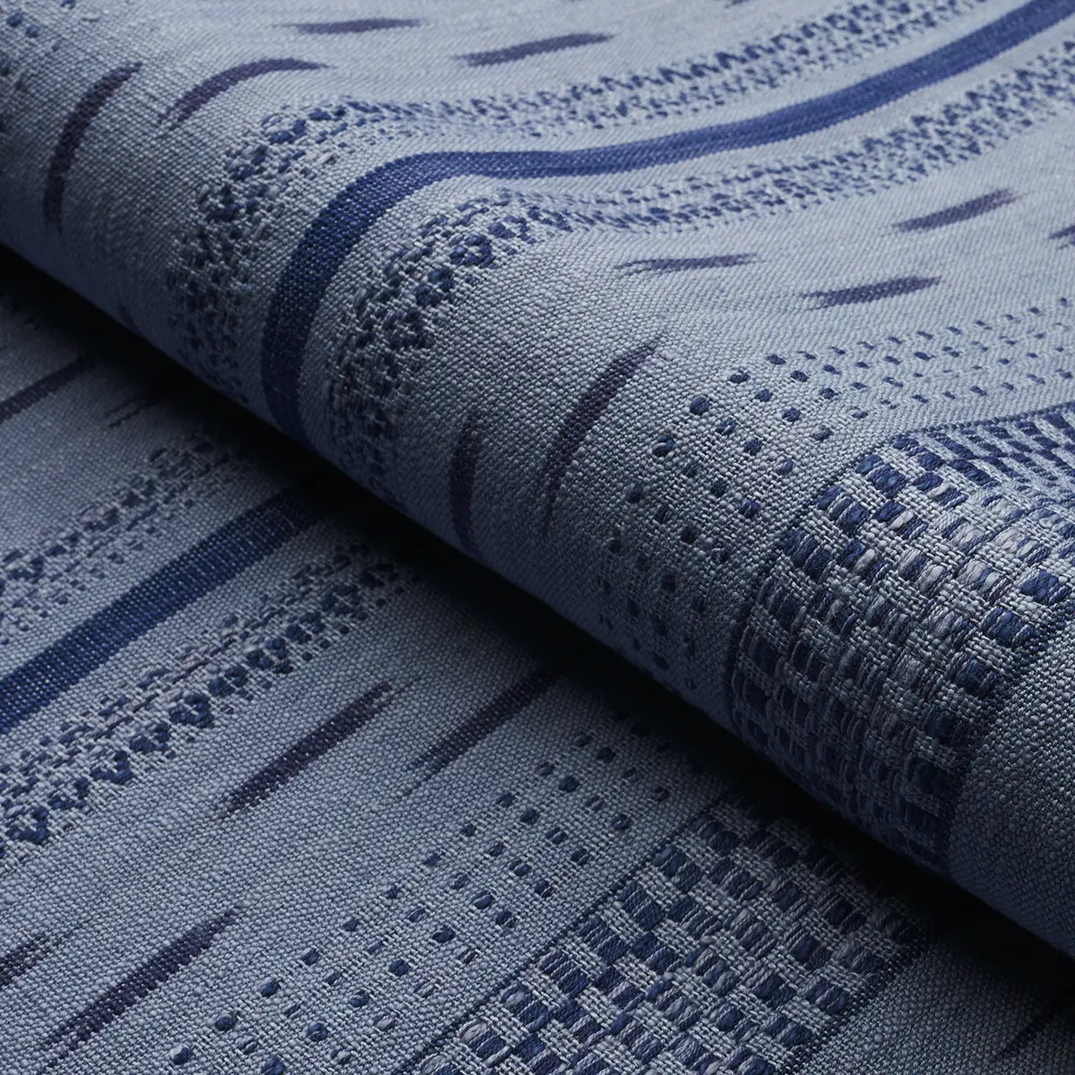 MIRZA IKAT STRIPE_ INDIGO ON CHAMBRAY