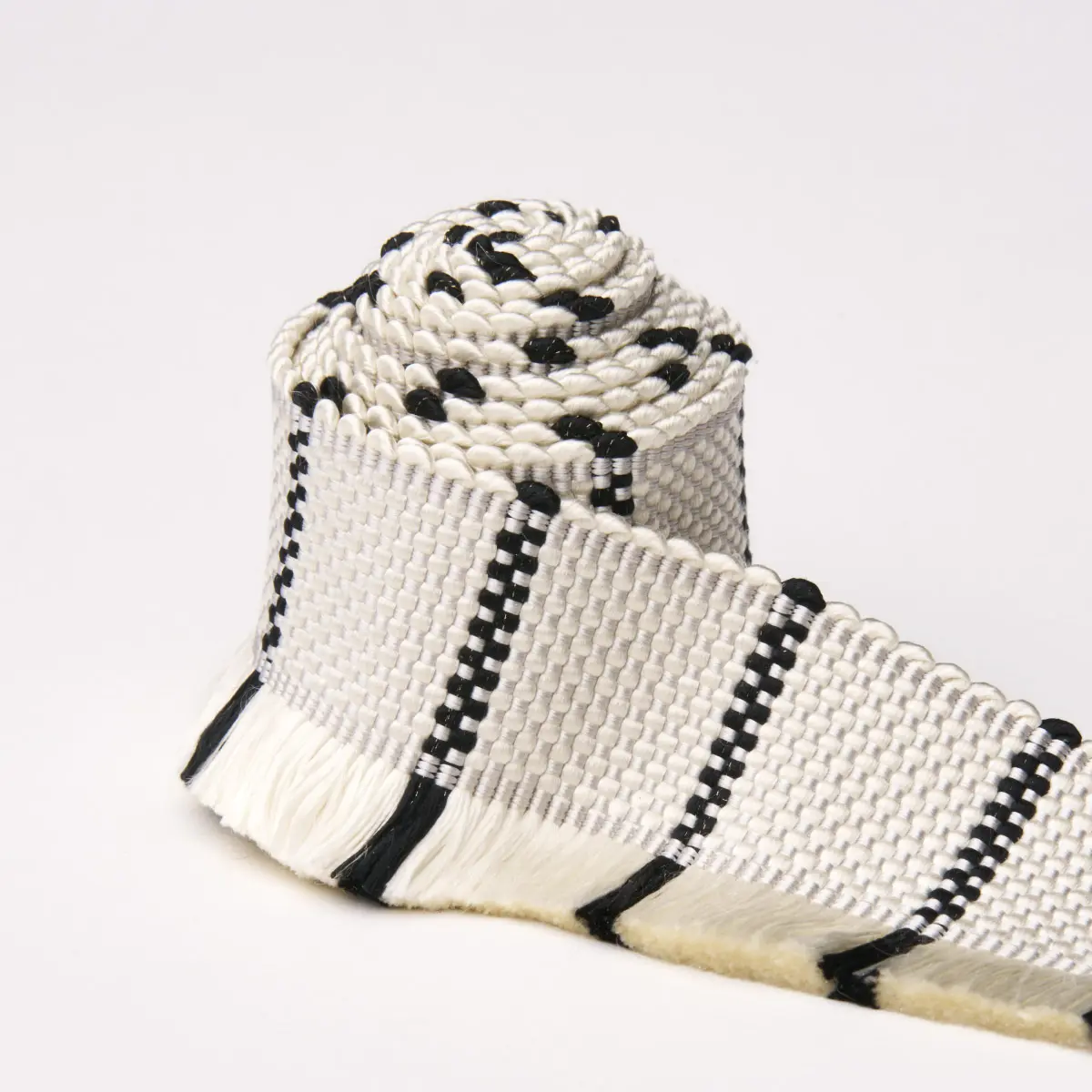 FRANCES SILK FRINGE_ BLACK AND WHITE