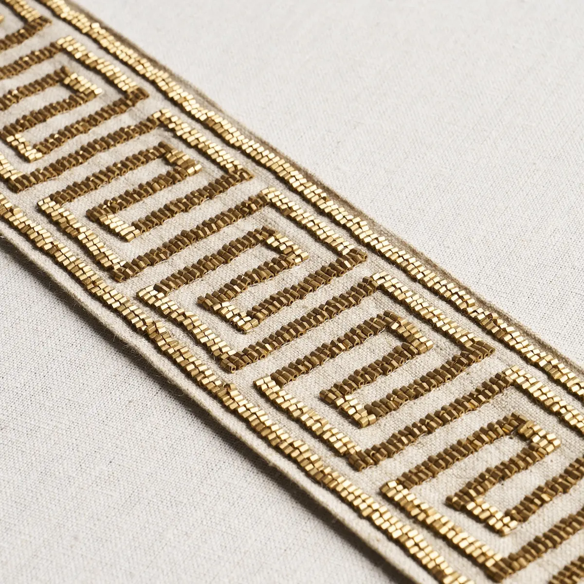 DELPHI BEADED TAPE_ GOLD ON NATURAL