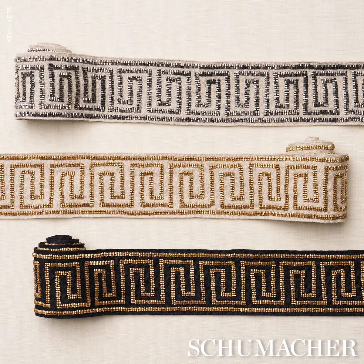 DELPHI BEADED TAPE_ GOLD ON BLACK