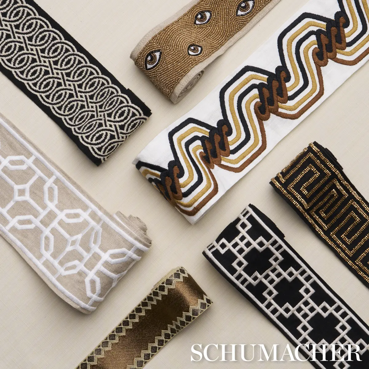 DELPHI BEADED TAPE_ GOLD ON BLACK