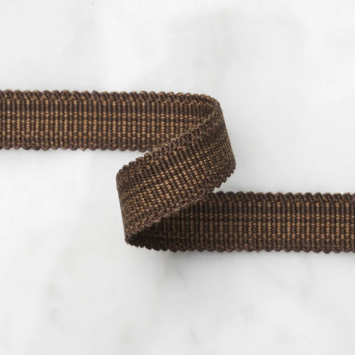 COTTON STRIÉ TAPE NARROW_ CHESTNUT