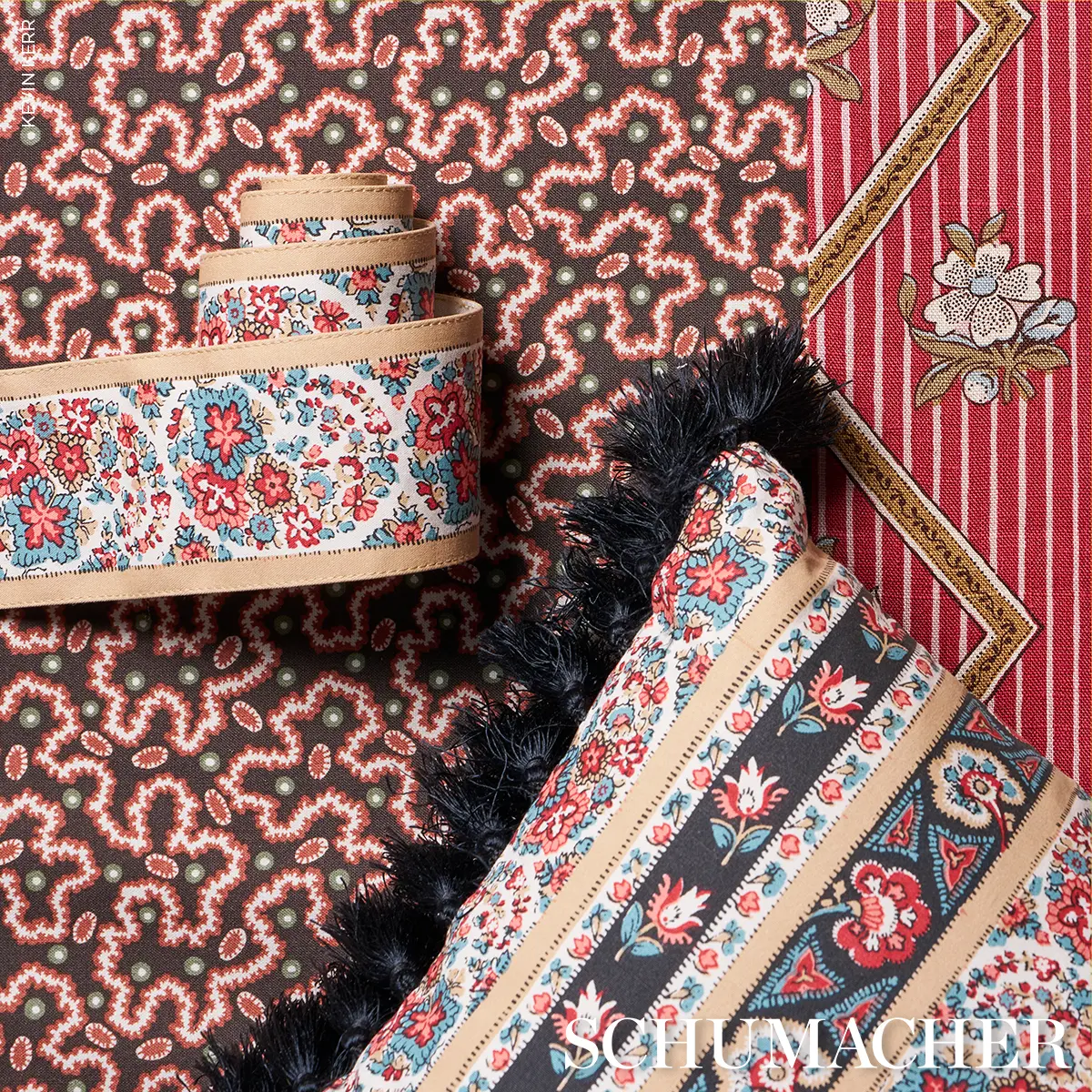 INES PAISLEY TRIM_ ROUGE & NOIR