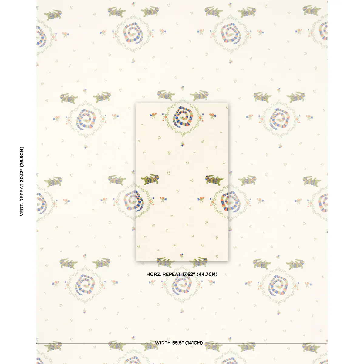 REPTILIA EMBROIDERY_ BRIGHT MULTI ON IVORY