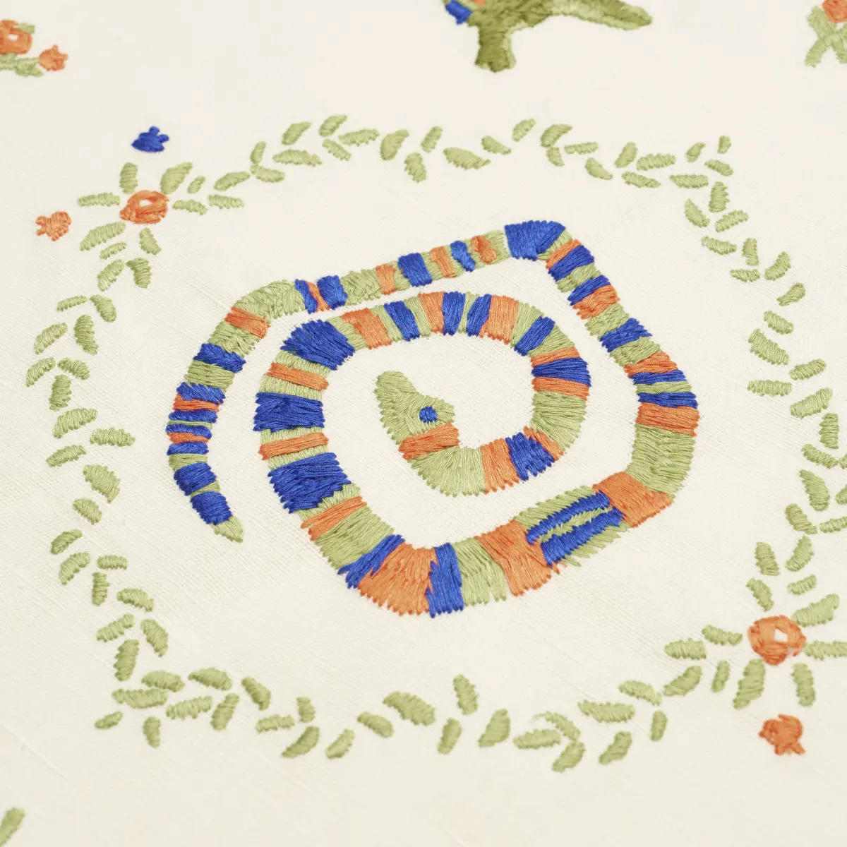 REPTILIA EMBROIDERY_ BRIGHT MULTI ON IVORY