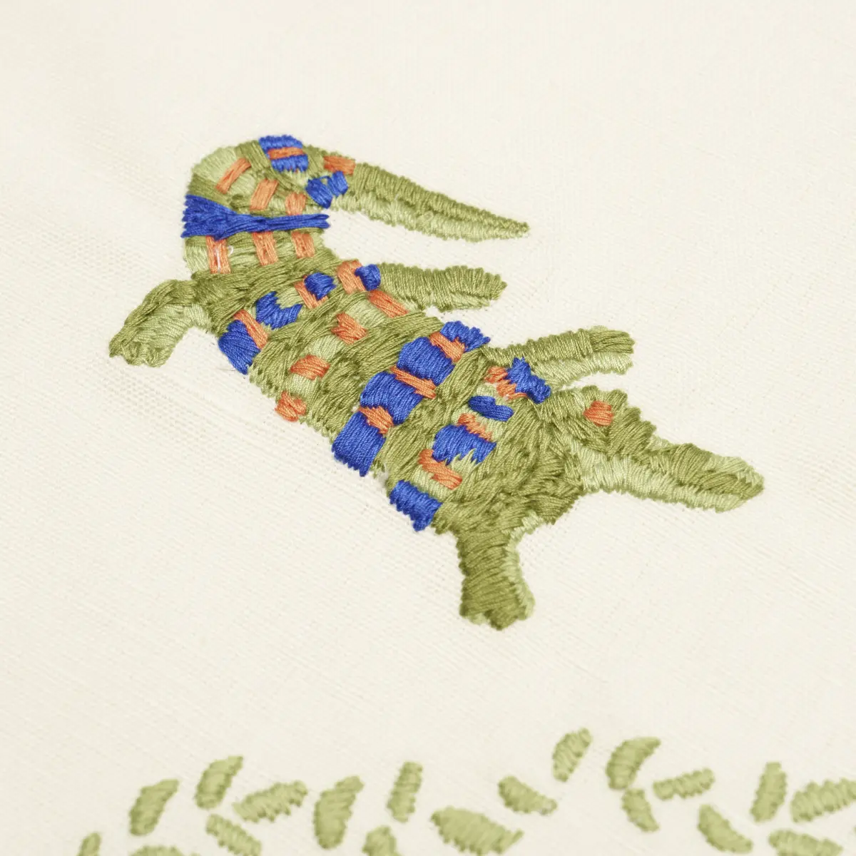 REPTILIA EMBROIDERY_ BRIGHT MULTI ON IVORY