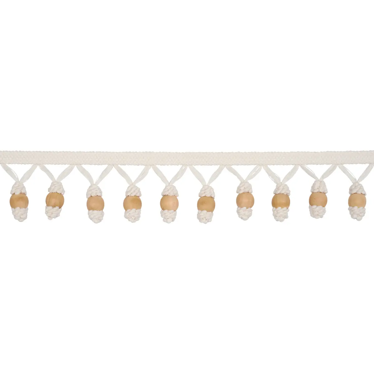 WOODEN BALL FRINGE_ IVORY