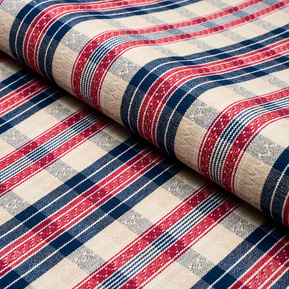 FONDA HAND WOVEN PLAID_ ROUGE & NAVY
