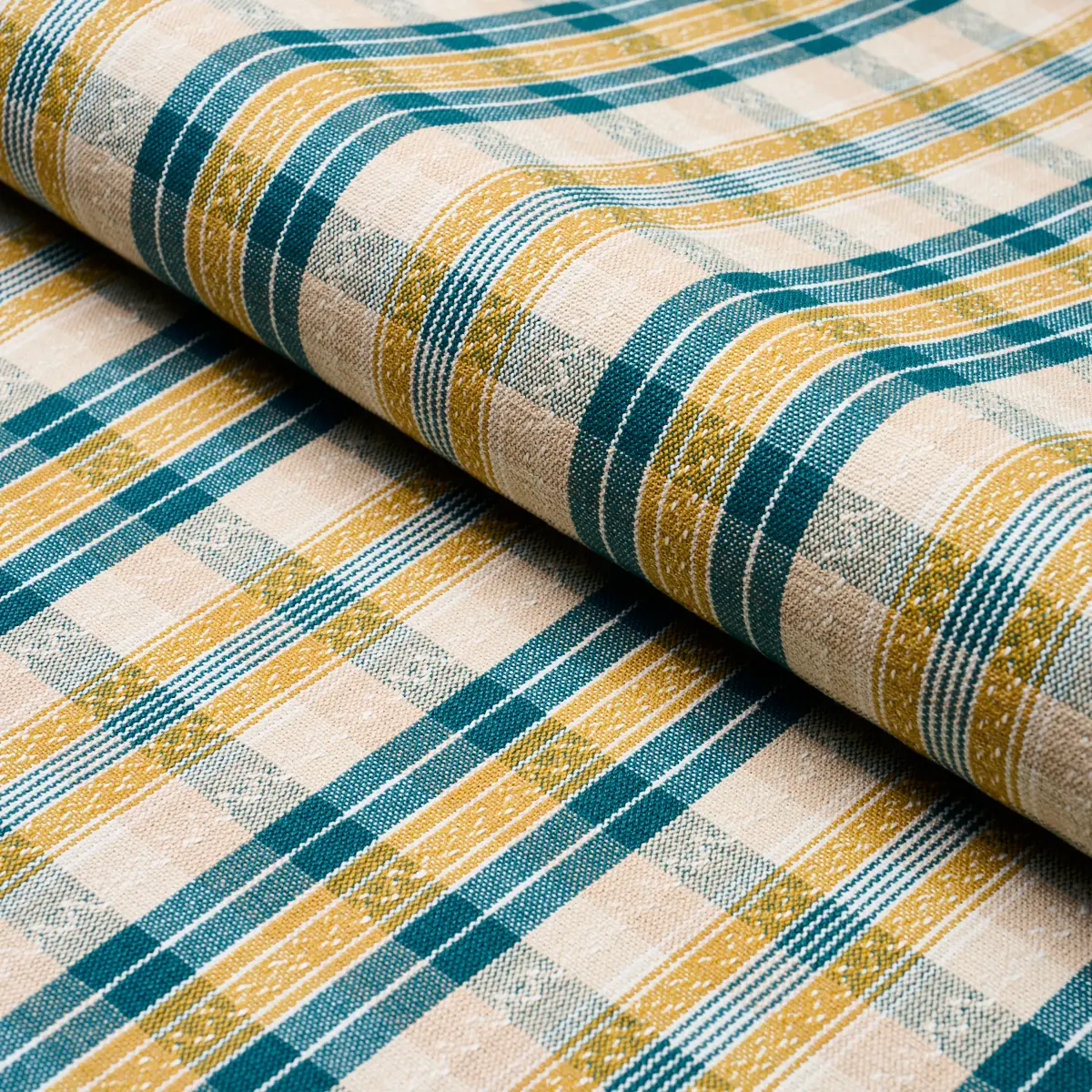 FONDA HAND WOVEN PLAID_ TEAL & CITRON