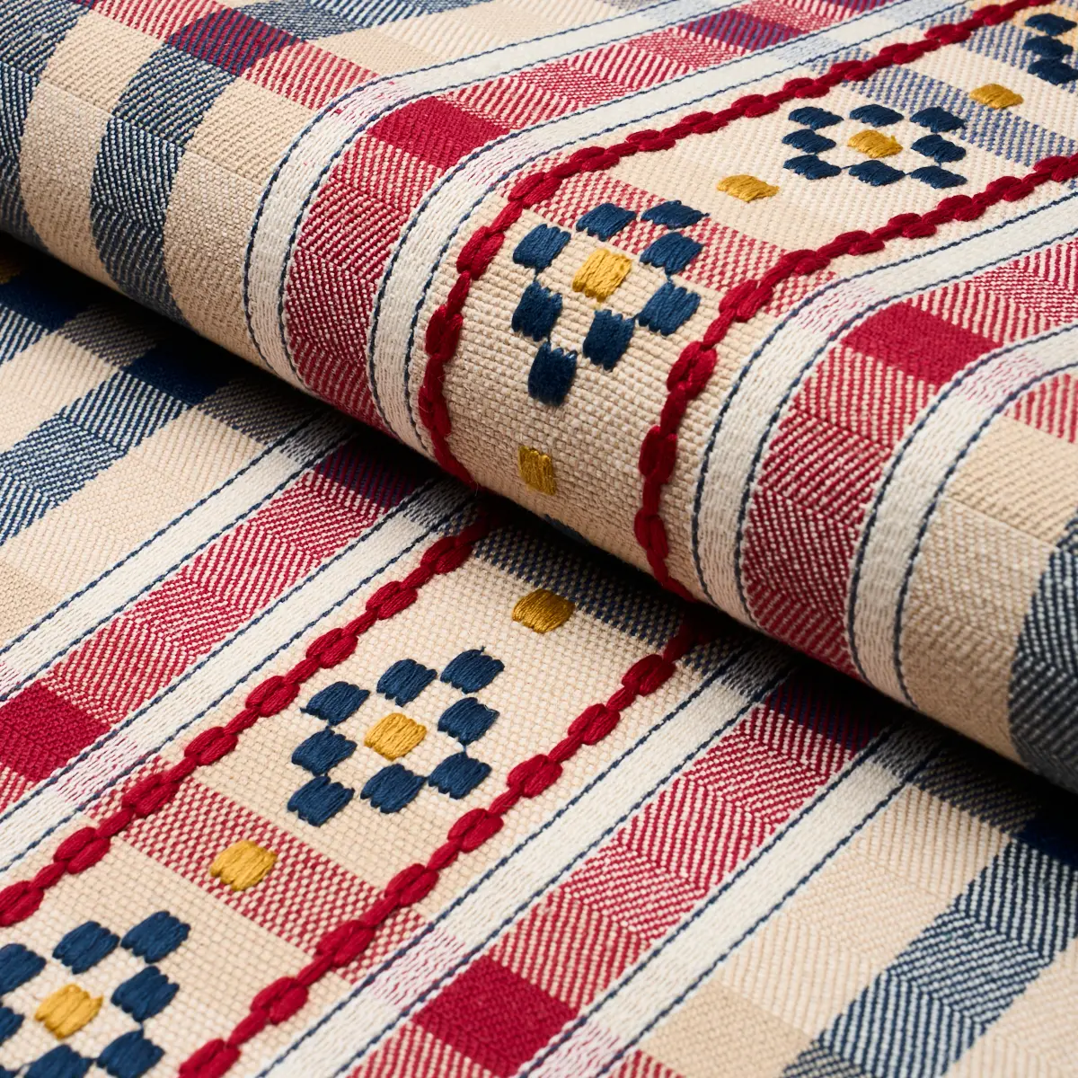 HUTTON HAND WOVEN CHECK_ ROUGE & NAVY
