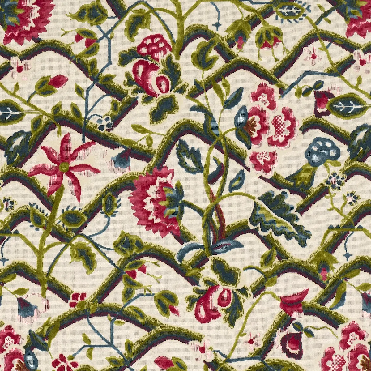 JACOBEAN GARDEN VELVET_ MULBERRY & LEAF