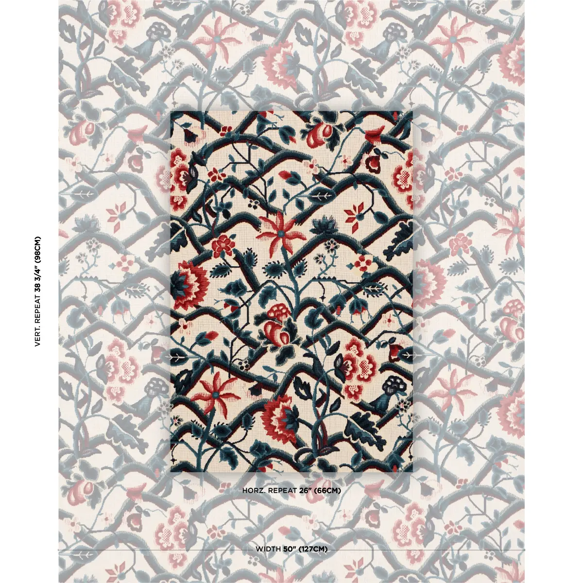 JACOBEAN GARDEN VELVET_ CINNABAR & PEACOCK