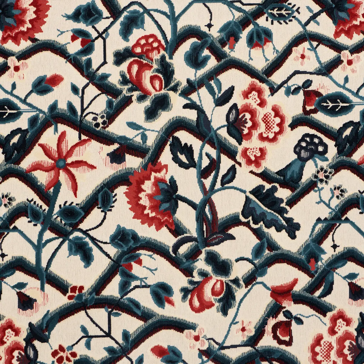 JACOBEAN GARDEN VELVET_ CINNABAR & PEACOCK