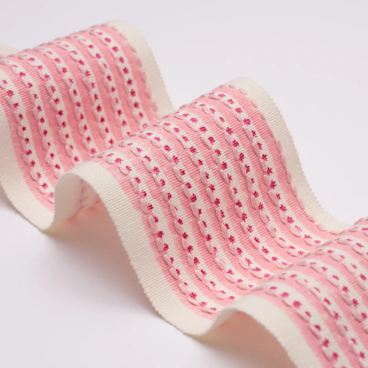 STRIPE & DOT HAND BLOCK TRIM_ PINK