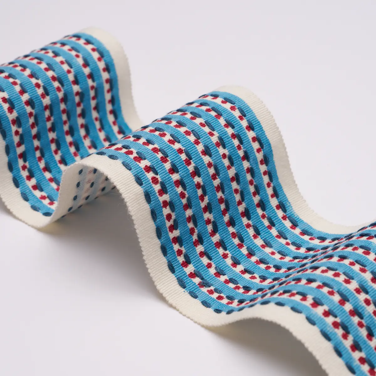 STRIPE & DOT HAND BLOCK TRIM_ BLUE