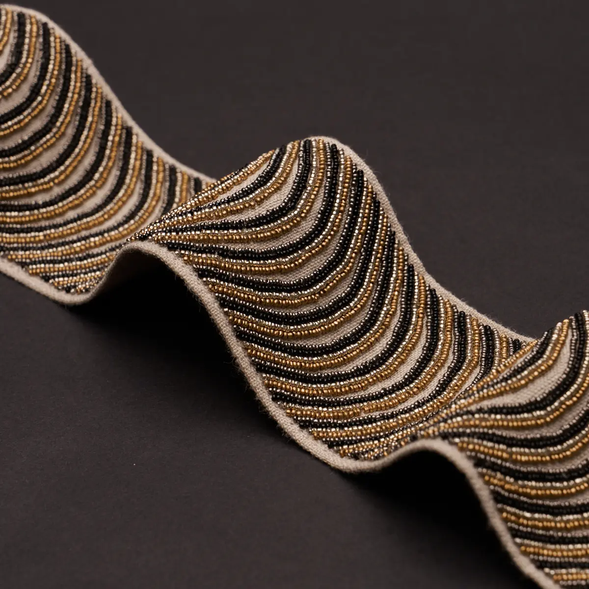 Ziegfeld Hand Beaded Tape_ EBONY