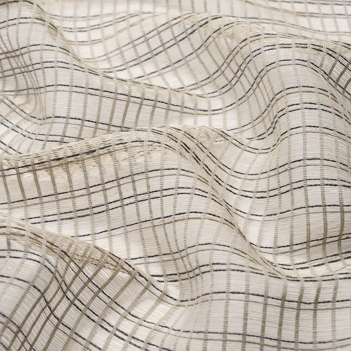 PAYTON LINEN SHEER GRID_ BLACK & WHITE