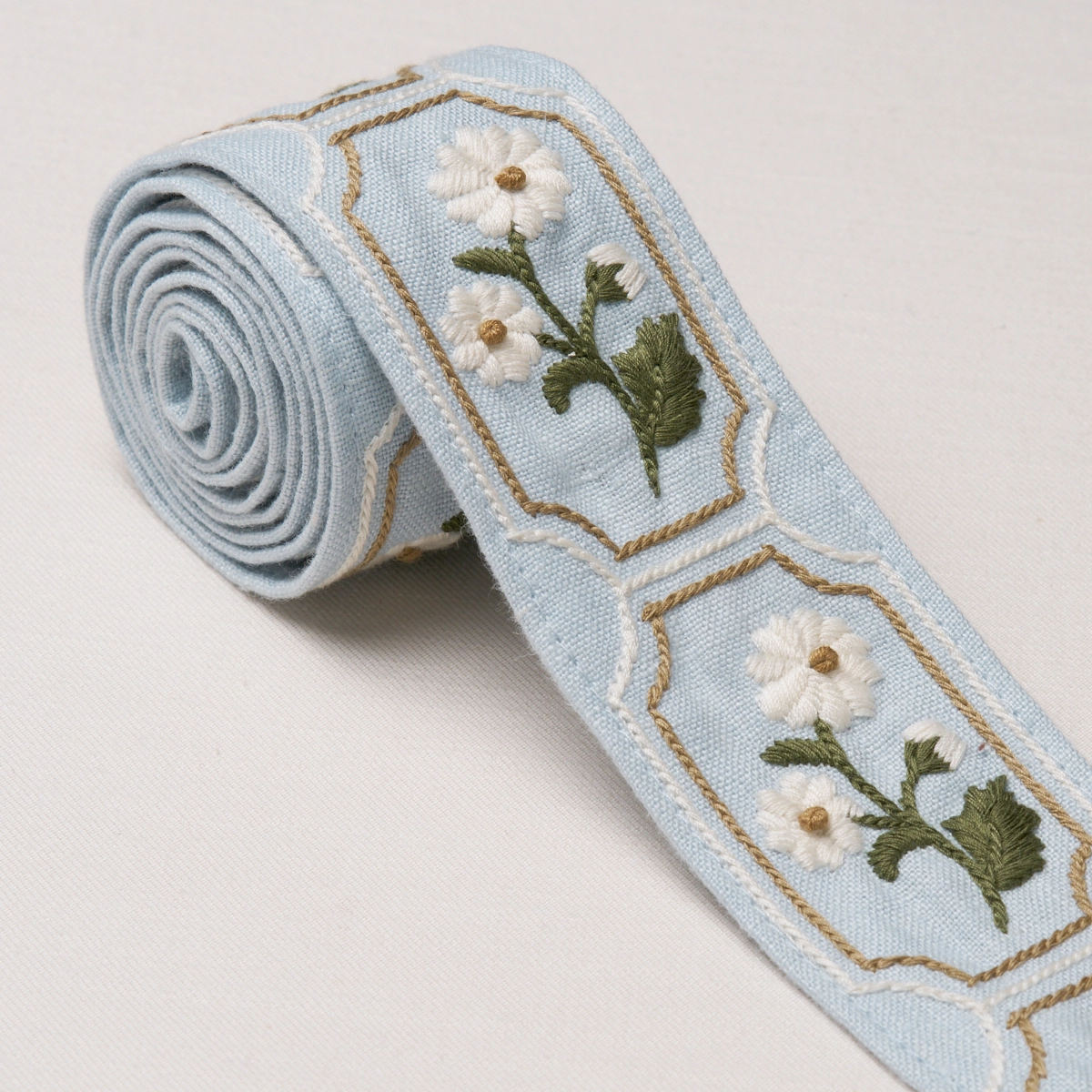 JOLIE HAND EMBROIDERED TAPE_ SKY