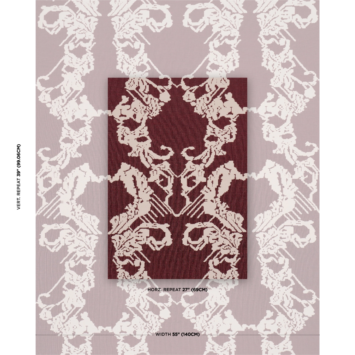 REVERSIBLE DIGITAL DAMASK_ MERLOT