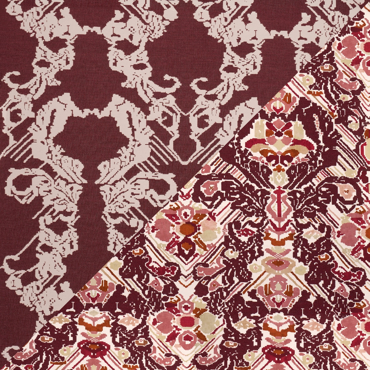 REVERSIBLE DIGITAL DAMASK_ MERLOT
