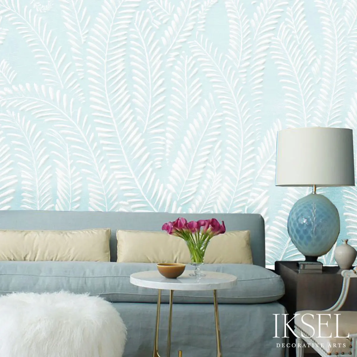 ART DECO FERN_ ICE BLUE