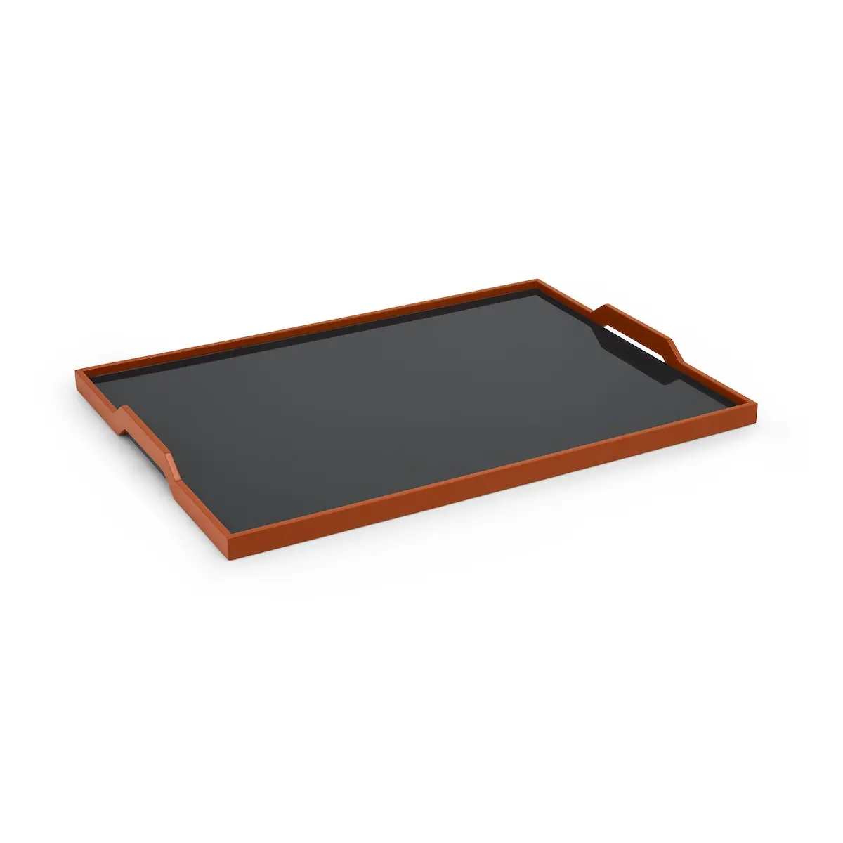 Color Block Tray_ OFF BLACK & BURNT CLAY