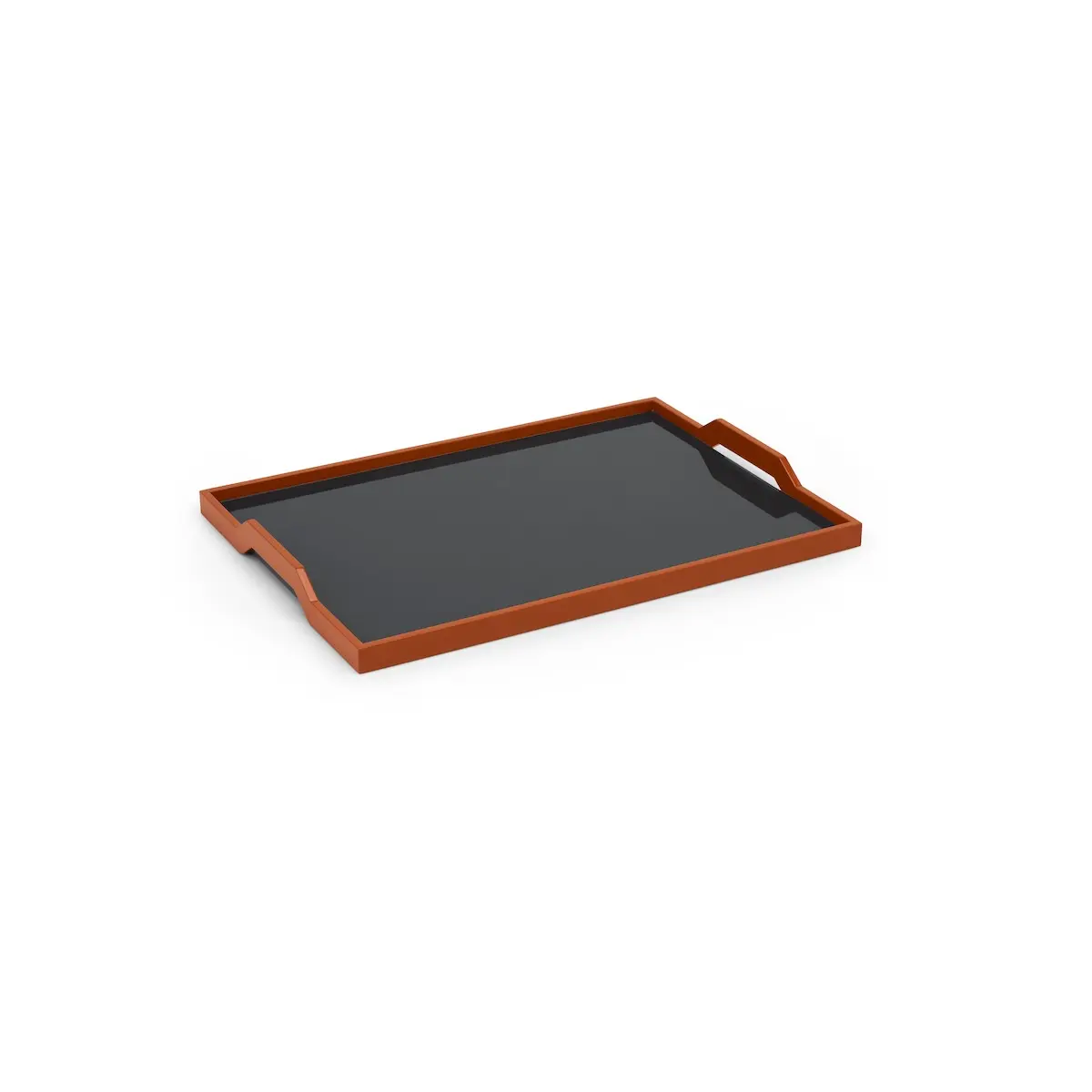 Color Block Tray_ OFF BLACK & BURNT CLAY