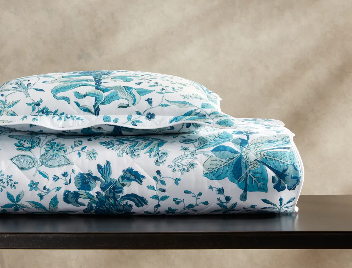 Pomegranate Quilted Sham_ PRUSSIAN BLUE
