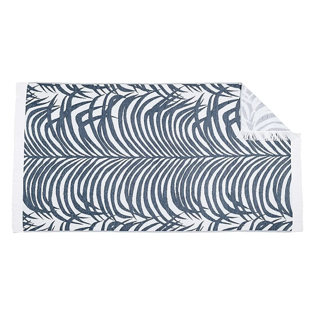 Zebra Palm Beach Towel_ NAVY