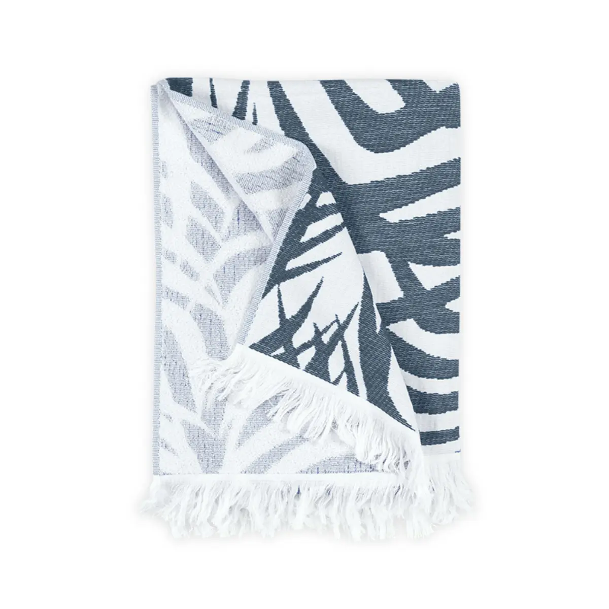 Zebra Palm Beach Towel_ NAVY