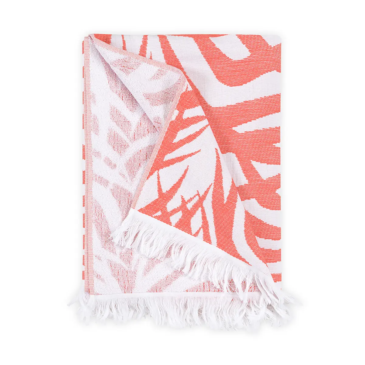 Zebra Palm Beach Towel_ PINK CORAL