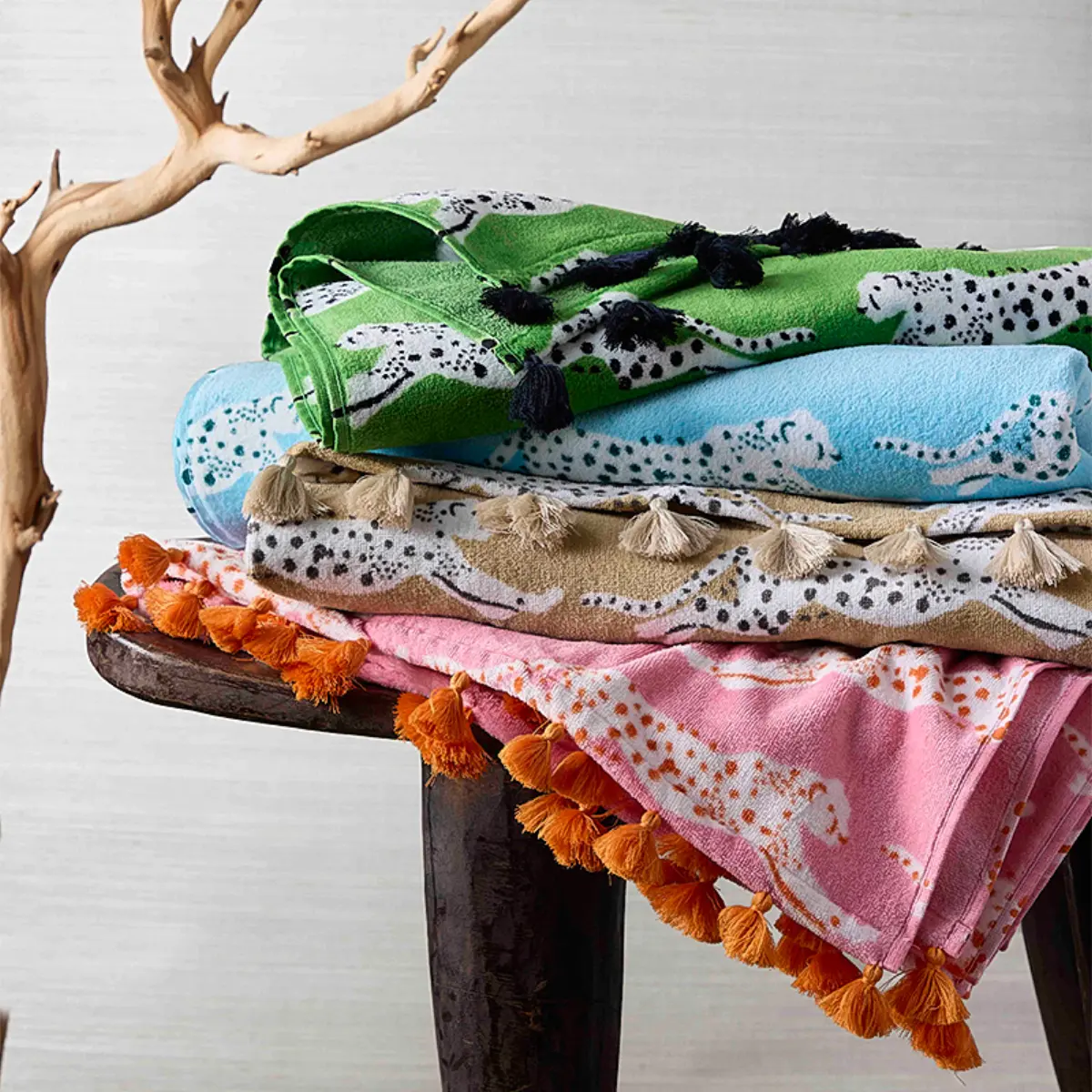 Leaping Leopard Beach Towel_ GRASS