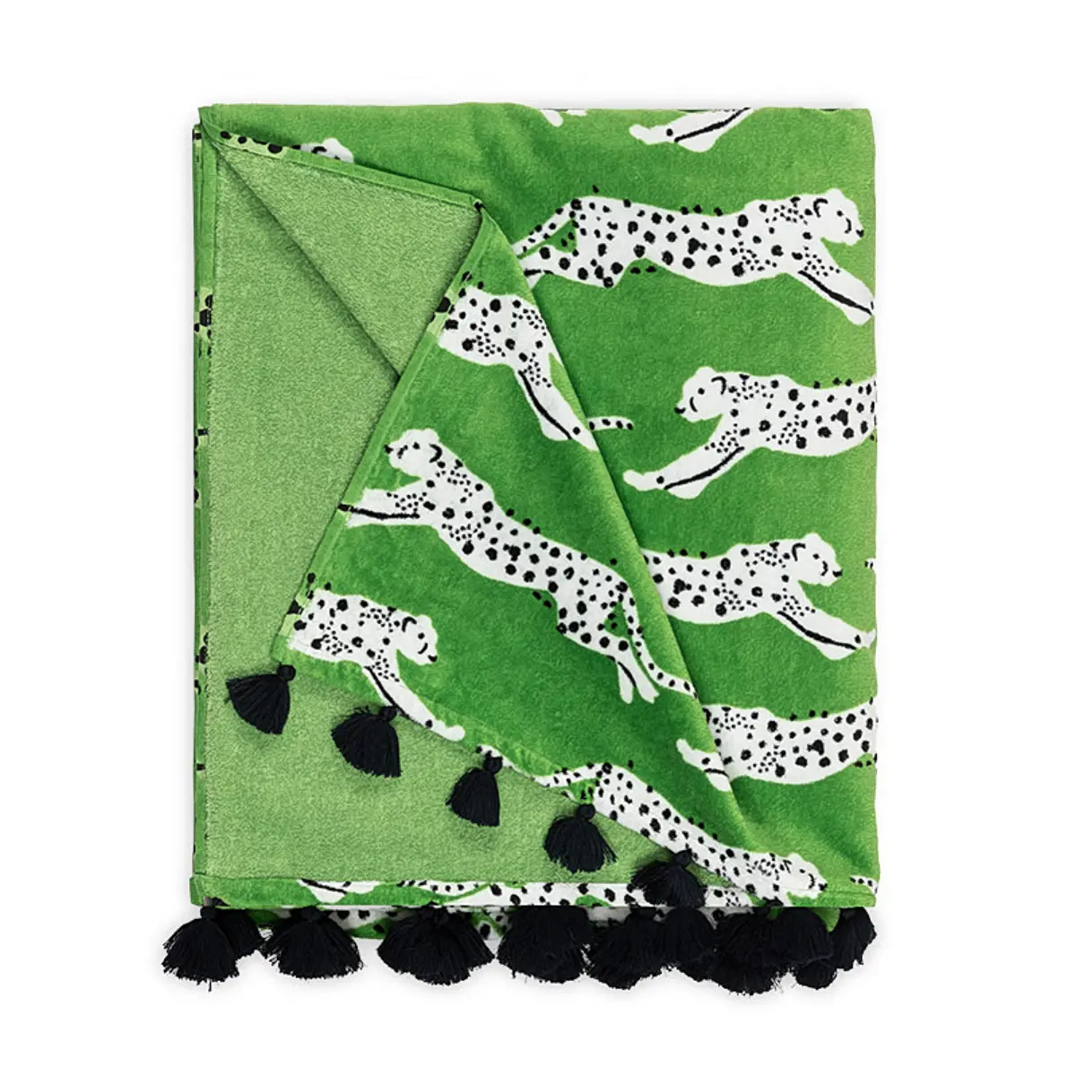 Leaping Leopard Beach Towel_ GRASS