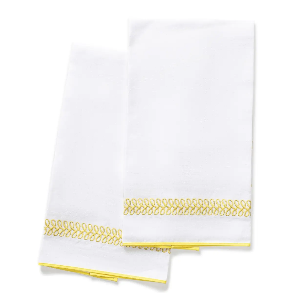 Astor Braid Guest Towel, Set of 2_ LEMON
