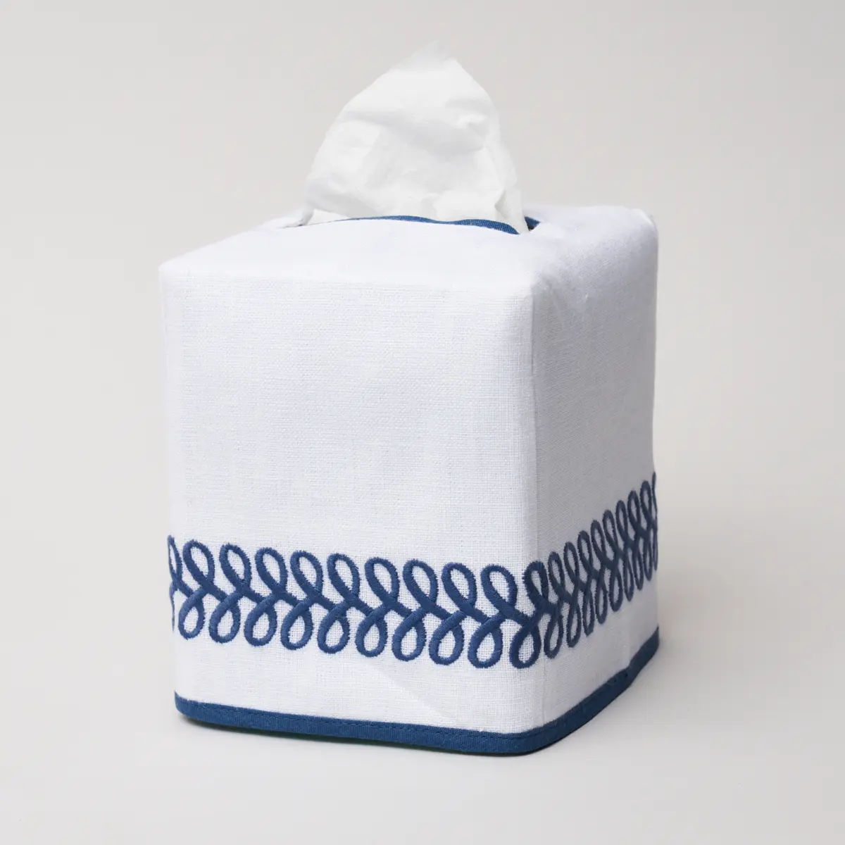 Astor Braid Tissue Box Cover_ INDIGO
