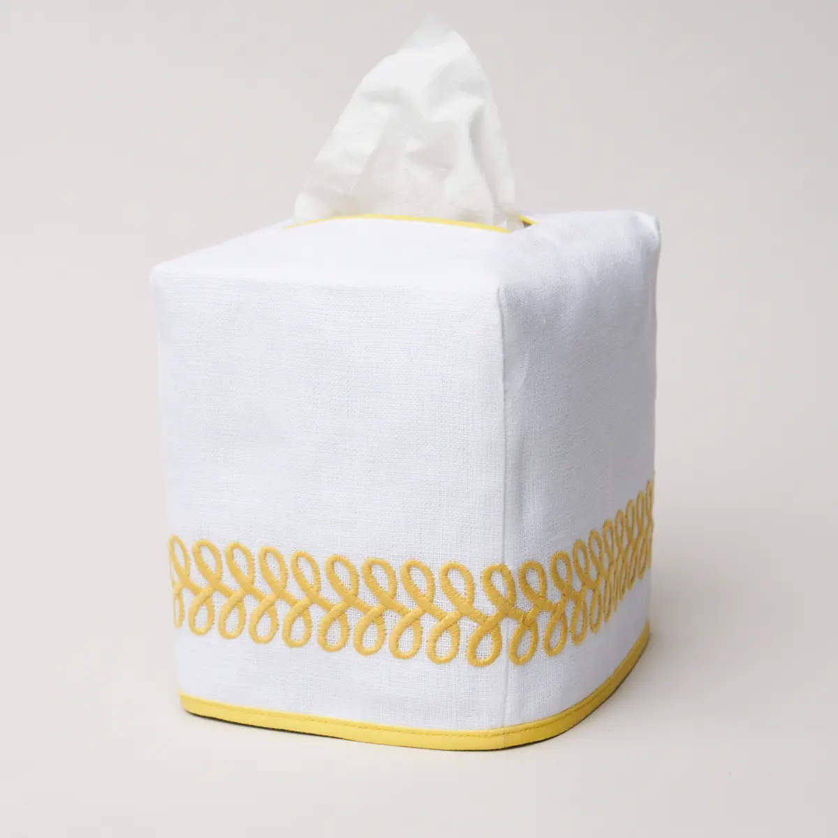 Astor Braid Tissue Box Cover_ LEMON
