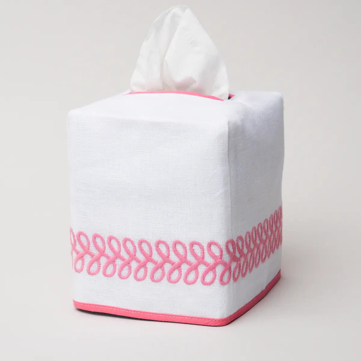 Astor Braid Tissue Box Cover_ PEONY