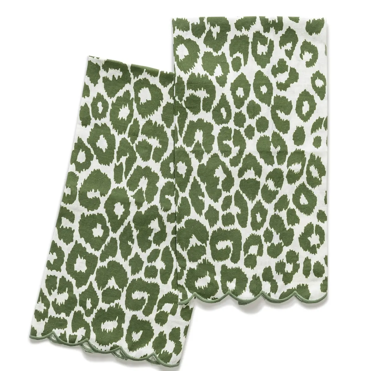 Iconic Leopard Guest Towel Set_ GREEN