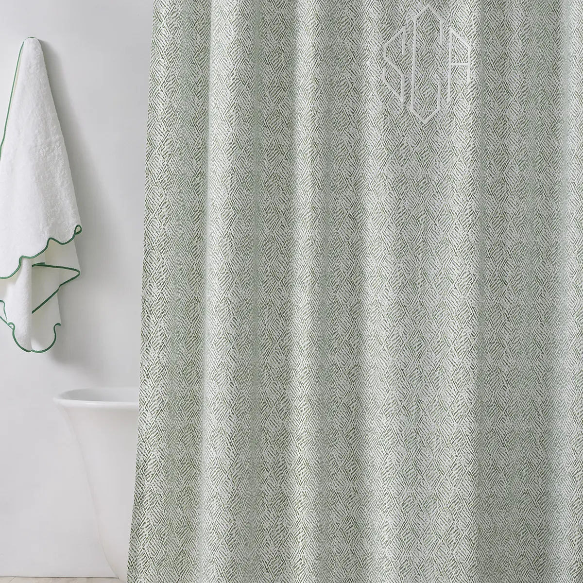 Duma Diamond Shower Curtain_ GRASS