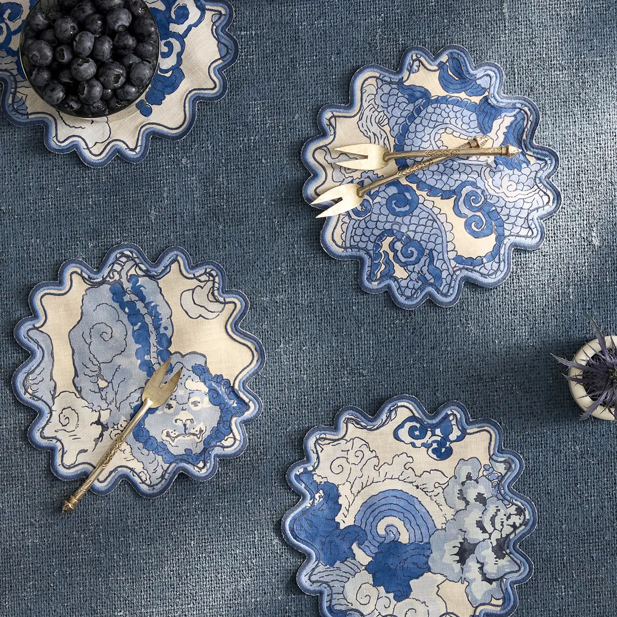 Magic Mountain Cocktail Napkins (4)_ PORCELAIN BLUE